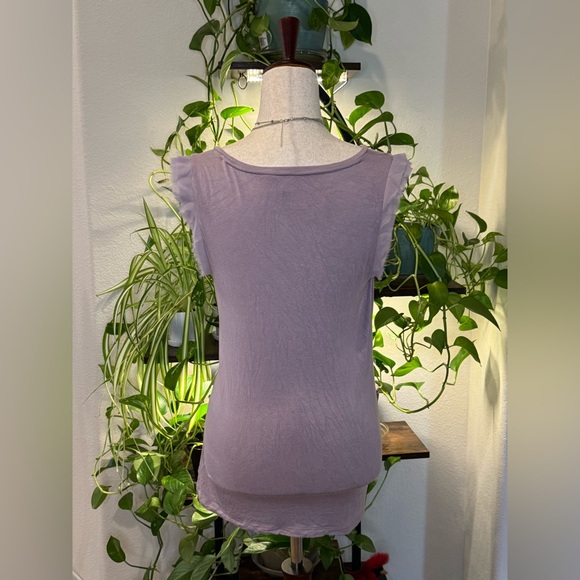 Ann Taylor Lavender Sleeveless Blouse with Ruffle and Pearl Detail - Picture 3 of 5